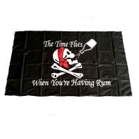 Пиратский флаг "The time flies when you're having rum" 90х150см