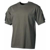 Тактическая футболка спецназа США, тёмно-зелёная (олива), с карманами на рукавах, х/б MFH
