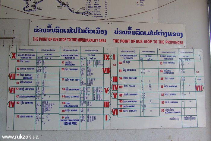 Вьентьян. Расписание автобусов (2012)