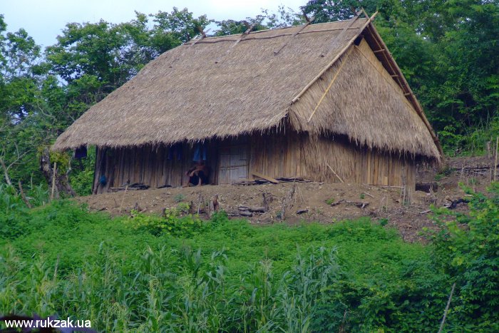 Хижина в этнической лаосской деревне